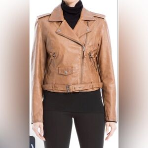 Max Studio Moto bomber Motorcycle Jacket air pilot faux leather jacket coat